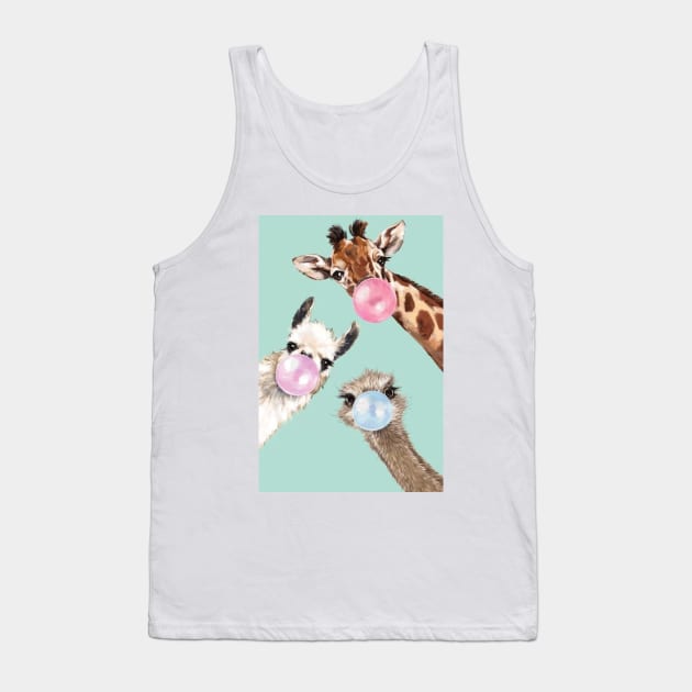 Funny Animals Giraffe, Llama, Ostrich Tank Top by Alexander S.